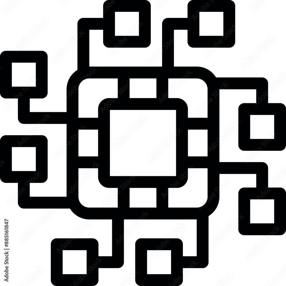Poster illustration representing a central processing unit managing data flow within a computer system