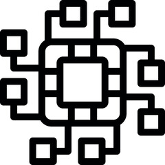 Illustration representing a central processing unit managing data flow within a computer system