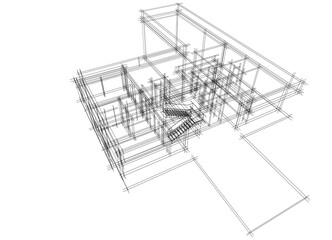 house building sketch architecture 3d illustration