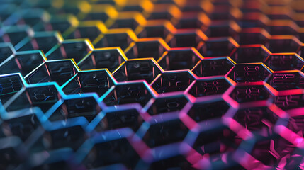 Obraz premium Vibrant Abstract Hexagonal Pattern with Multicolor Gradient.