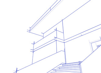 house building sketch architecture 3d illustration