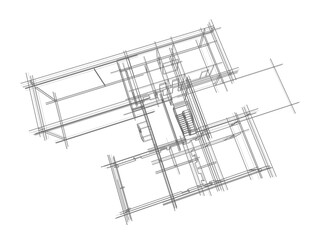 house building sketch architecture 3d illustration