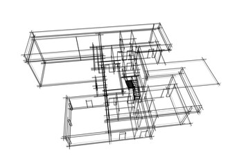 house building sketch architecture 3d illustration