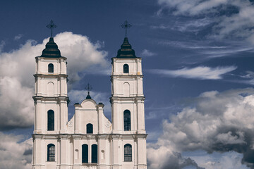 Aglona Basilica, Latvia.Large catholic church of white stone.