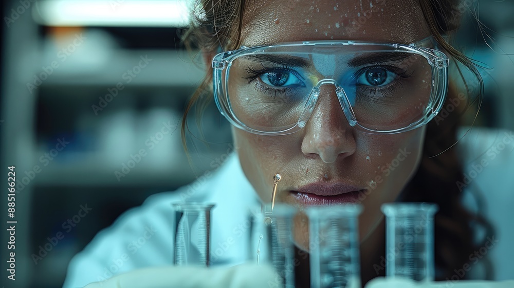 Poster a scientist carefully measuring liquid in a pipette, focusing on precision. generative ai.