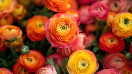 Fototapeta premium Vibrant Ranunculus Flowers Close Up.