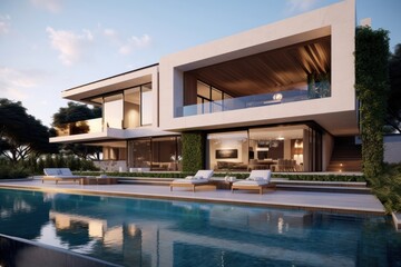 Fototapeta premium Modern minimalist villa architecture building house.
