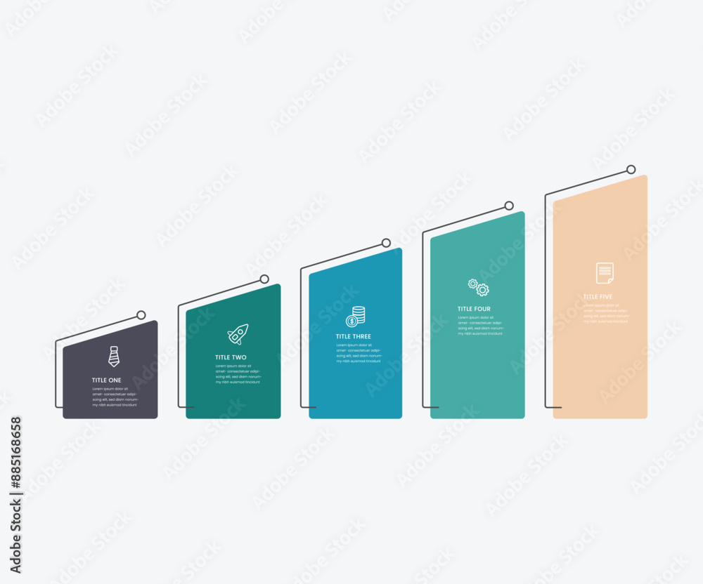 Poster business infographic template process with simple geometry square, rectangle, circle, triangle, curv