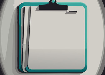 Vector illustration of a clipboard with multiple papers on a gray background