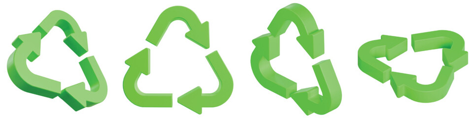 Isolated Plastic Recycle Symbol with Different Angles View