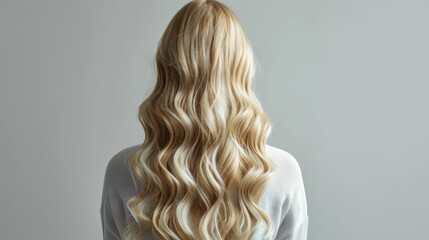 Naklejka premium Beautiful blonde woman with long hair seen from the back. Generate AI image