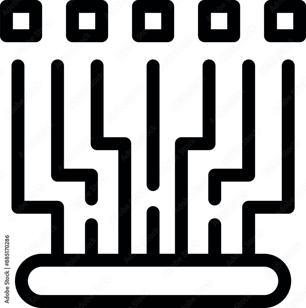 Poster bold line icon representing a data stream processing system connecting multiple sources