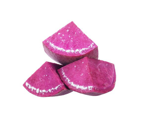 sliced sweet potato isolated on white background.