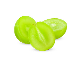 Green grape fruit isolated on white background.