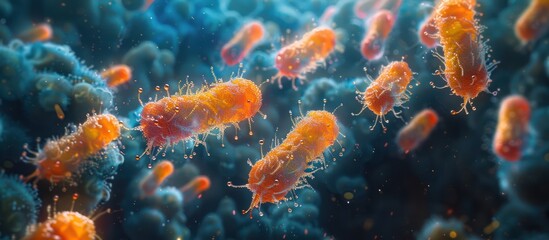 Microscopic View of Bacteria in a Liquid Environment