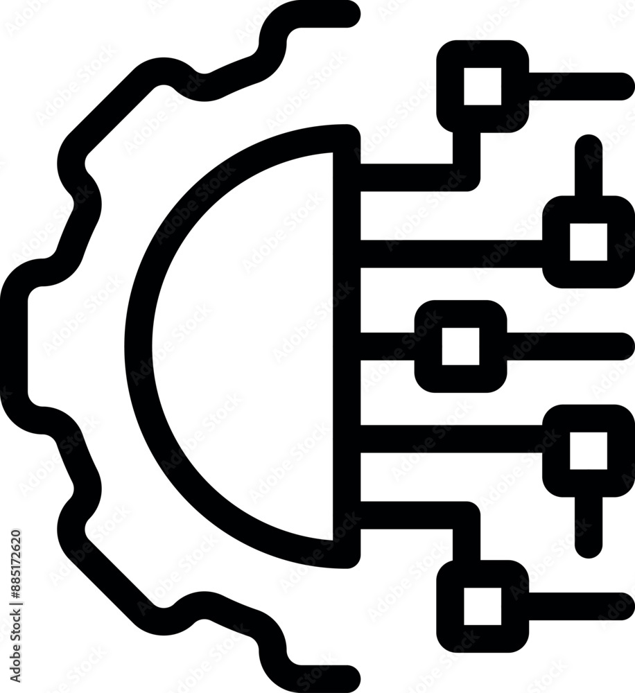 Poster gear is connecting to a digital network, symbolizing the integration of technology and automation