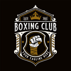 boxing sport logo. with vintage style ornaments. perfect for boxing sport