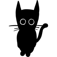 Black cat silhouette cute eyes