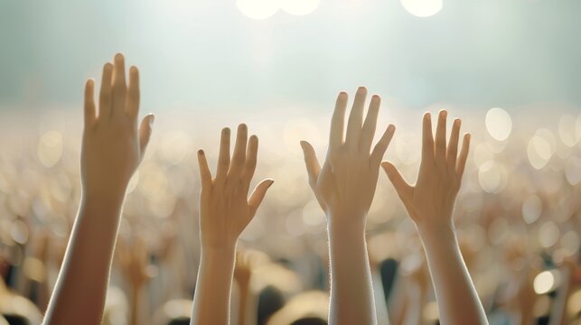 Crowd giving a standing ovation in a packed theater, free space for text