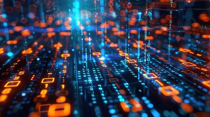 Fototapeta premium Fabric of cyber information and data streams. trending data process 