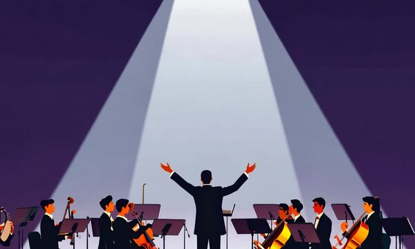A vector illustration of a symphony orchestra