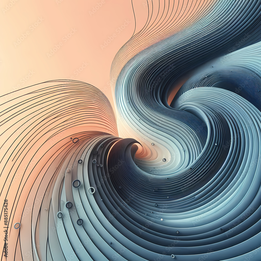 Poster abstract background rounded lines rendered smooth curves
