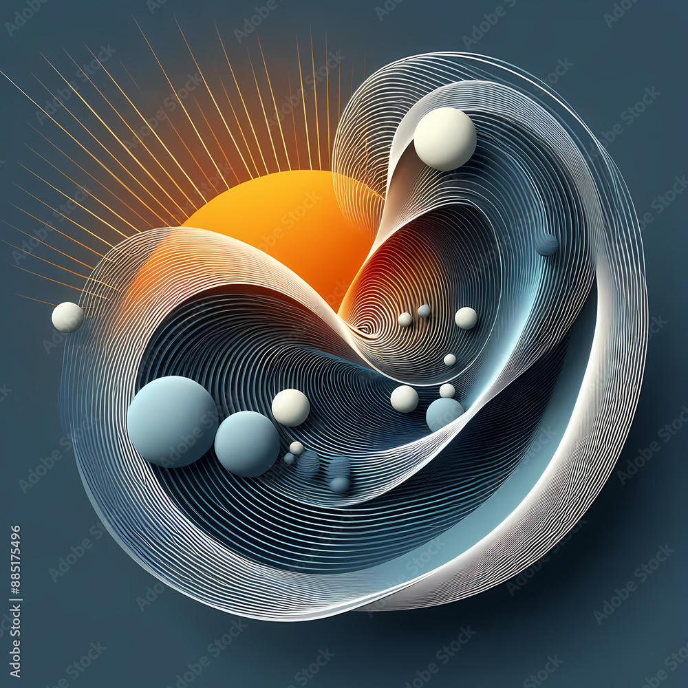 Poster abstract background rounded lines rendered smooth curves