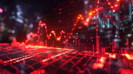 Fototapeta premium Stock market investment graph showing a downward trend Ideas about business investment trends Financial stock market graph on abstract technology background