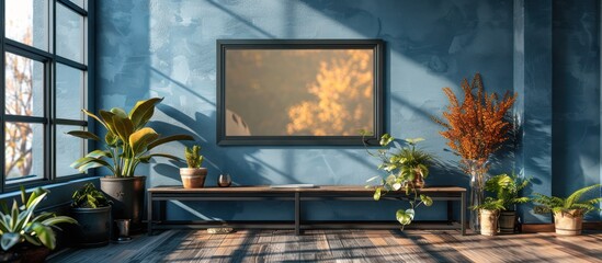 Modern Interior Design with Plants and a Framed Artwork