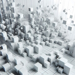 Obraz premium abstract white geometric background flying cubes rendered