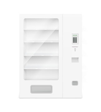 Snack vending machine mockup. Vector illustration isolated on white background. Ready and simple to use for your design. The mock-up will make the presentation look as realistic. EPS10.