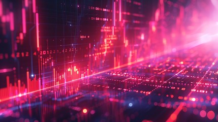 Fototapeta premium Dynamic graph showing a rising stock market trend with glowing lines 