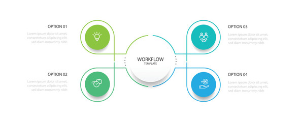Design template infographic vector element with 4 line connected suitable for web presentation and business information