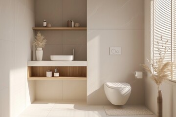 A compact bathroom with a shelving unit and a toilet.