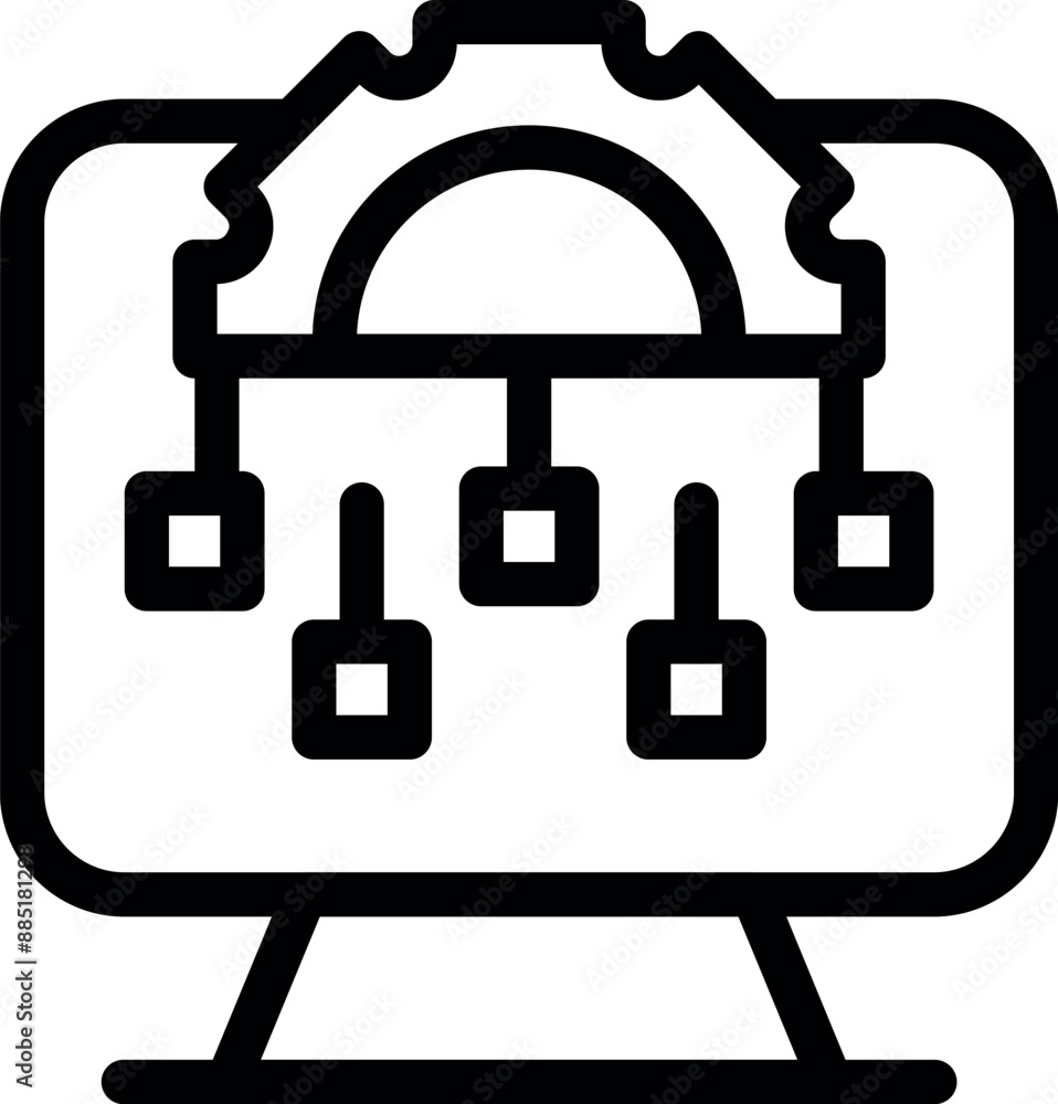 Poster computer showing data analysis process, representing concepts like business intelligence, data minin