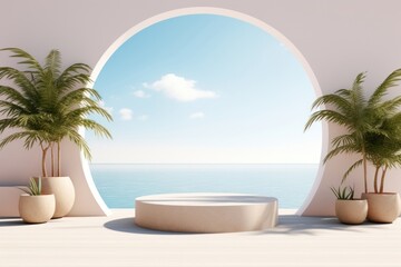 Obraz premium Podium bathtub plant architecture.