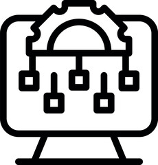 Computer showing data analysis process, representing concepts like business intelligence, data mining and market research