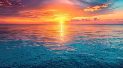 Obraz premium A serene sunset over a tranquil ocean