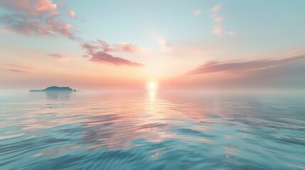Fototapeta premium A serene sunset with the sky painted in soft pastels