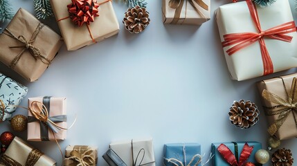 Unity frame, pleasurable gifts, empty middle, watercolor style, focus cover all  object, deep depth of field, no blur,