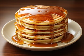 Close-up of a plate of pancakes with syrup