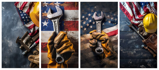 USA, American workforce, social media story background set, used for labor day advertising.