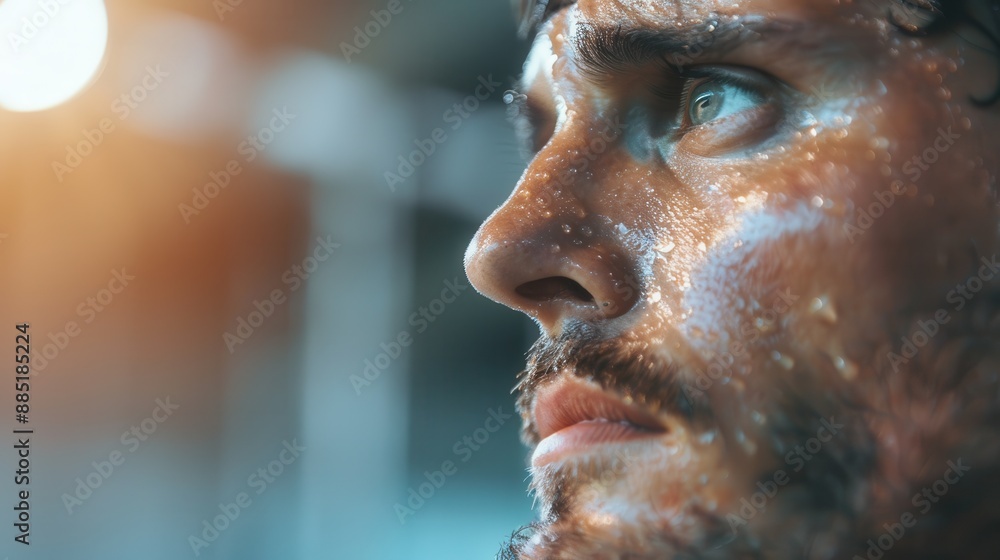 Poster this image features a blurred background with soft, warm indoor lighting, creating an abstract scene