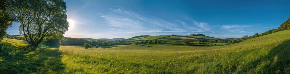 Rolling Hills Landscape Under a Clear Blue Sky