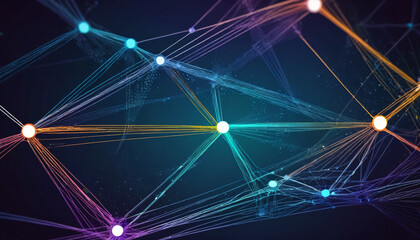 An abstract background depicting interconnected nodes and data streams symbolizing blockchain technology. Futuristic and technological vibes suitable for cryptocurrency concepts.