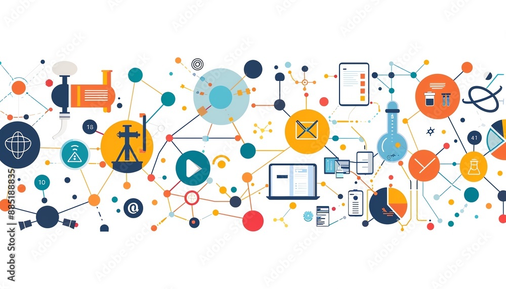 Poster an abstract representation of personalized learning platforms and tech in stem education