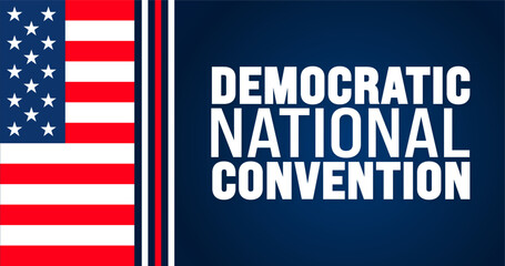 Fototapeta premium Democratic National Convention is observed every year in August. Holiday concept. Template for background, banner, card, poster, placard, design template with unique shapes with standard color.
