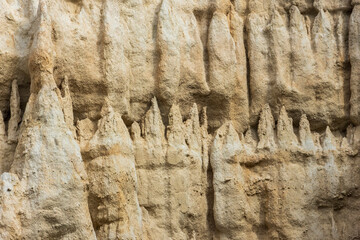 Eroded sandstone cliffs called Orgues de l'Ille sur Tet. In France.