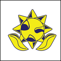 vector design illustration of the earth sun in yellow and blue colors in a simple style. suitable for logos, icons, posters, advertisements, banners, companies, t-shirt designs, stickers, websites.