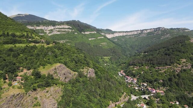 Amazing Aerial view of iskar gorge near village of Bov, Balkan Mountains, Bulgaria
